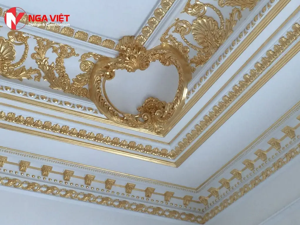 Mẫu trần thạch cao dát vàng Mẫu trần thạch cao dát vàng