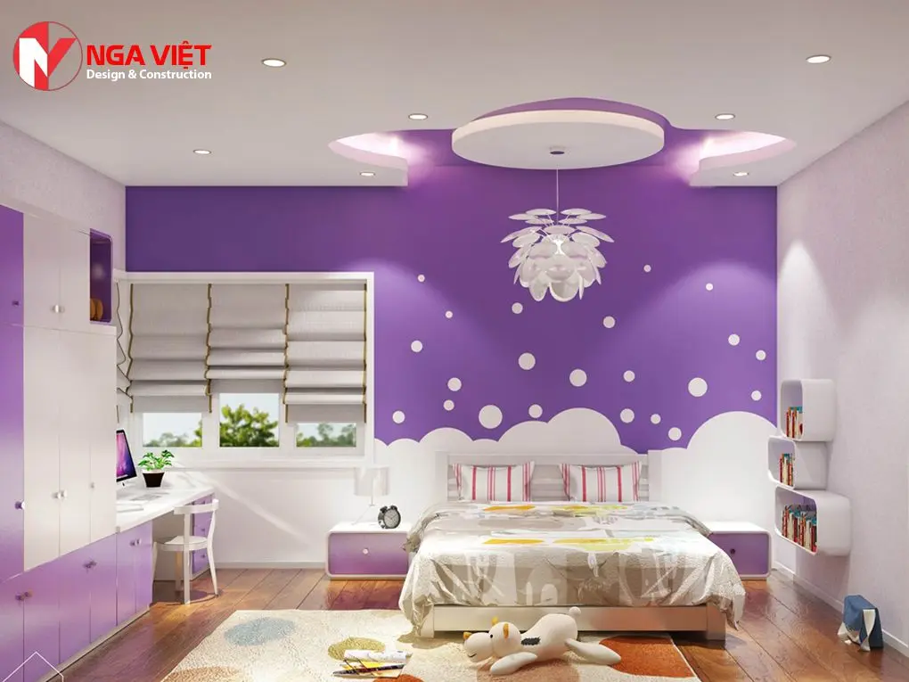 Mẫu trần thạch cao phòng ngủ bé gái Mẫu trần thạch cao phòng ngủ bé gái