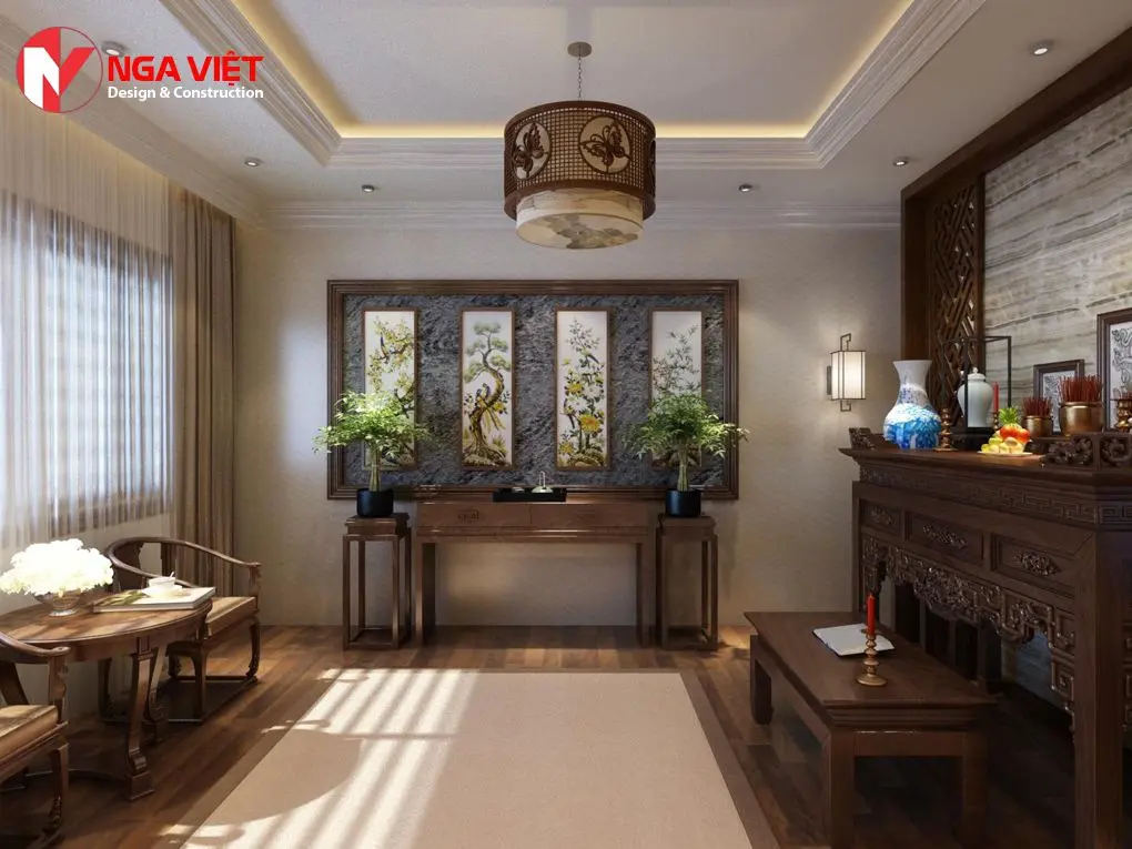 Thiết kế trần thạch cao phòng thờ Thiết kế trần thạch cao phòng thờ