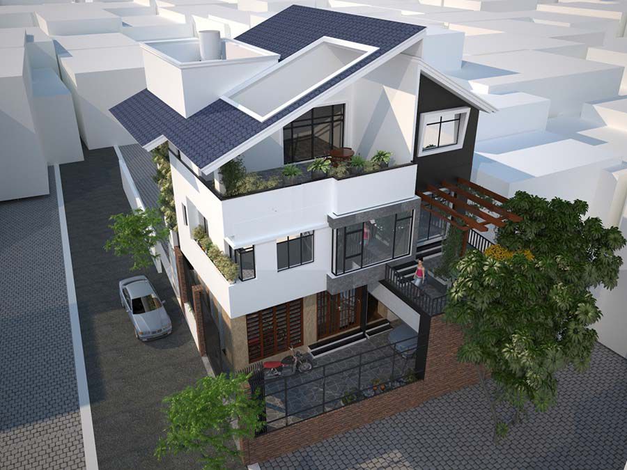Xây nhà trọn gói 2 tầng 1 tum đẹp bao nhiêu tiền