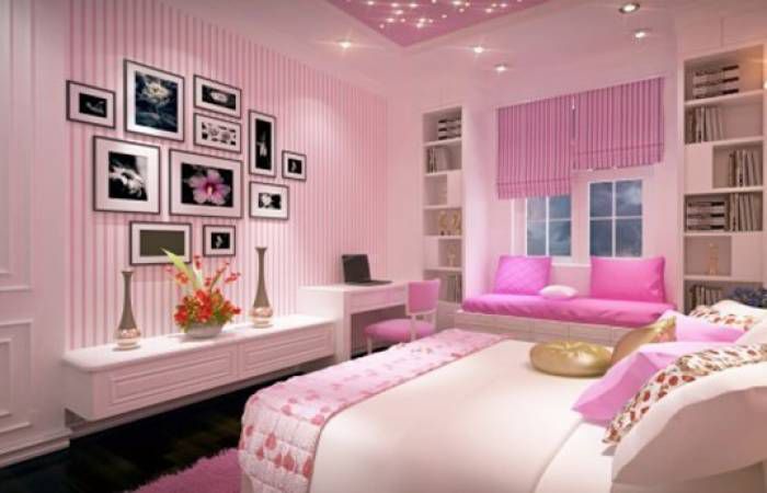 Sơn phòng ngủ màu hồng cho bé gái
