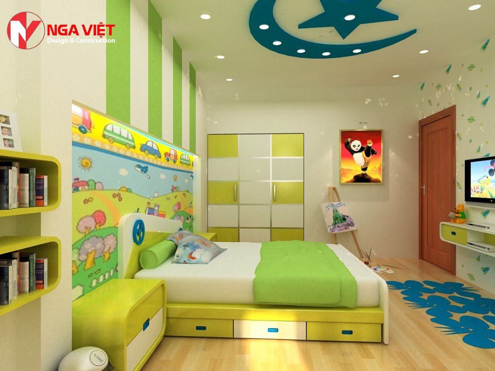 Mẫu trần thạch cao cho phòng trẻ em 10m2 Mẫu trần thạch cao cho phòng trẻ em 10m2