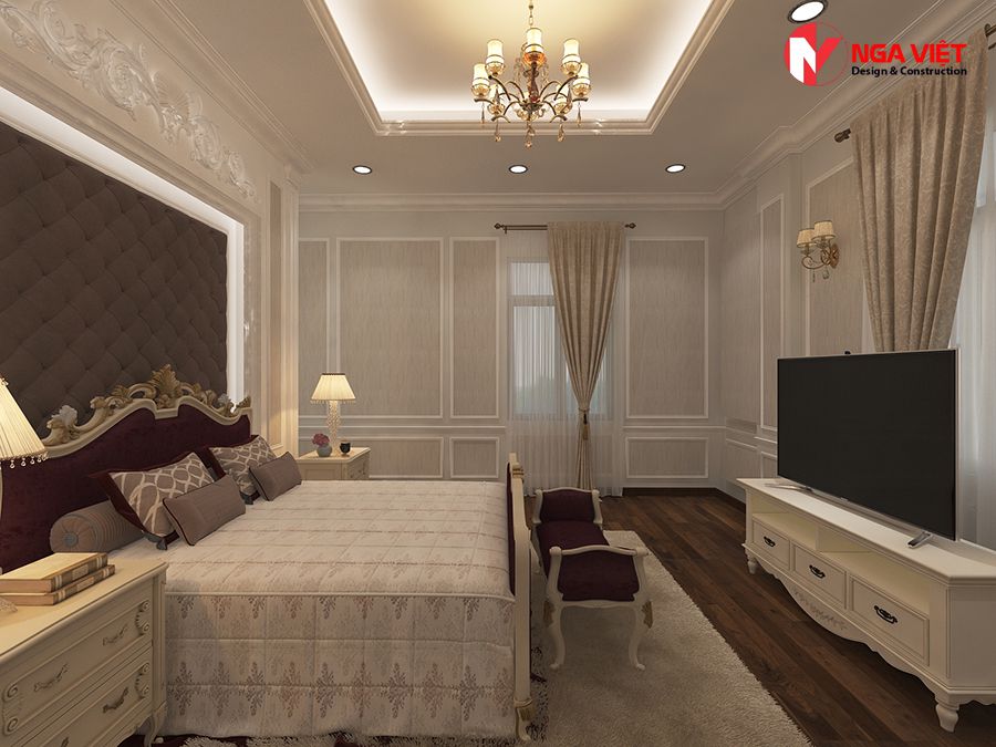 Mẫu trần thạch cao phòng ngủ 20m2 tân cổ điển Mẫu trần thạch cao phòng ngủ 20m2 tân cổ điển