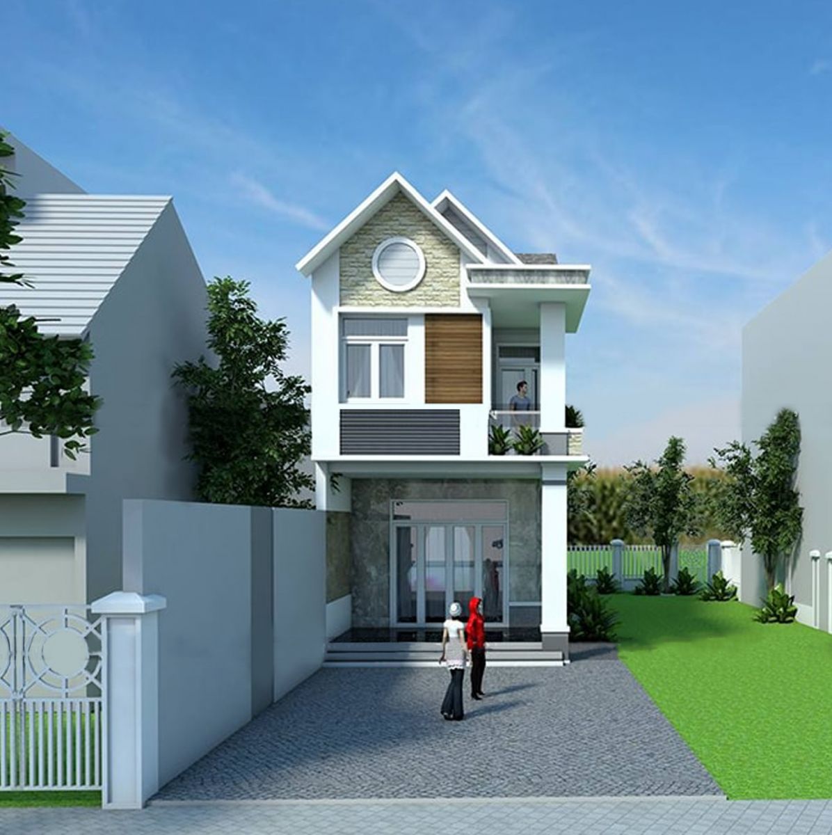 Mẫu nhà 2 tầng mái Thái đơn giản hiện đại diện tích 100m2 chi phí dưới 500 triệu