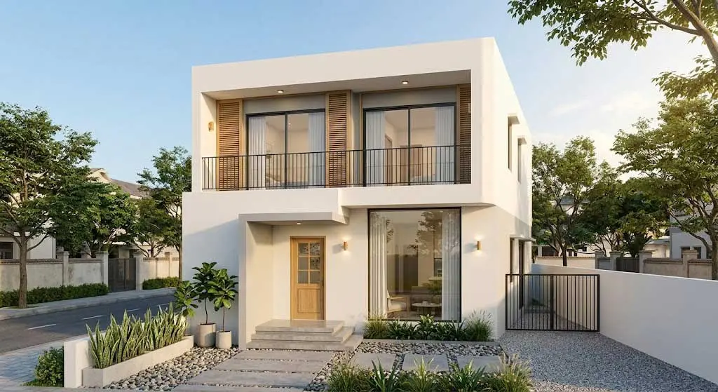 Mẫu nhà 2 tầng phong cách tối giản chi phí dưới 500 triệu tiết kiệm diện tích và xây dựng
