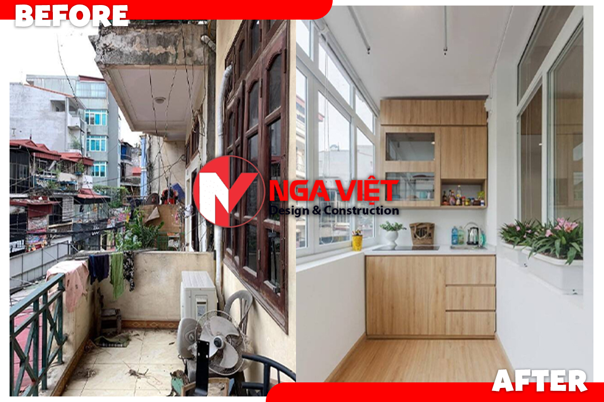 cải tạo phòng bếp căn hộ chung cư 50m2