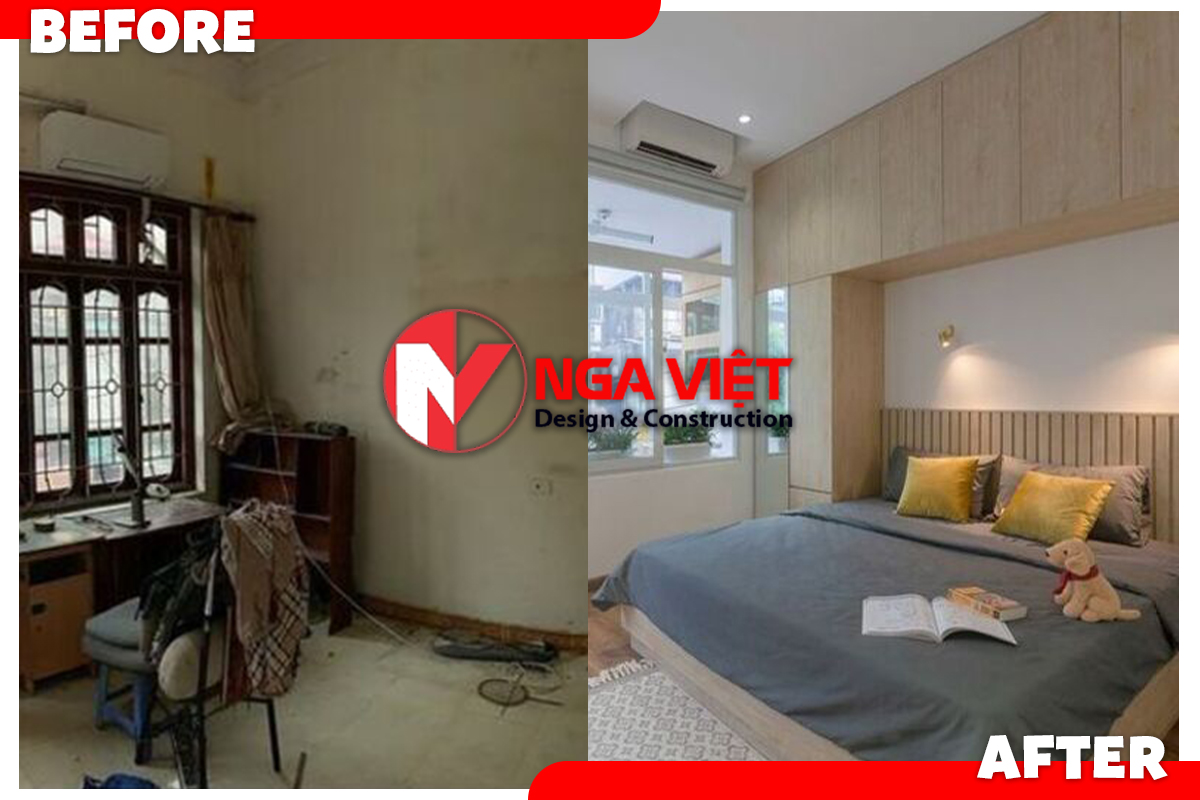 cải tạo phòng ngủ căn hộ chung cư 50m2