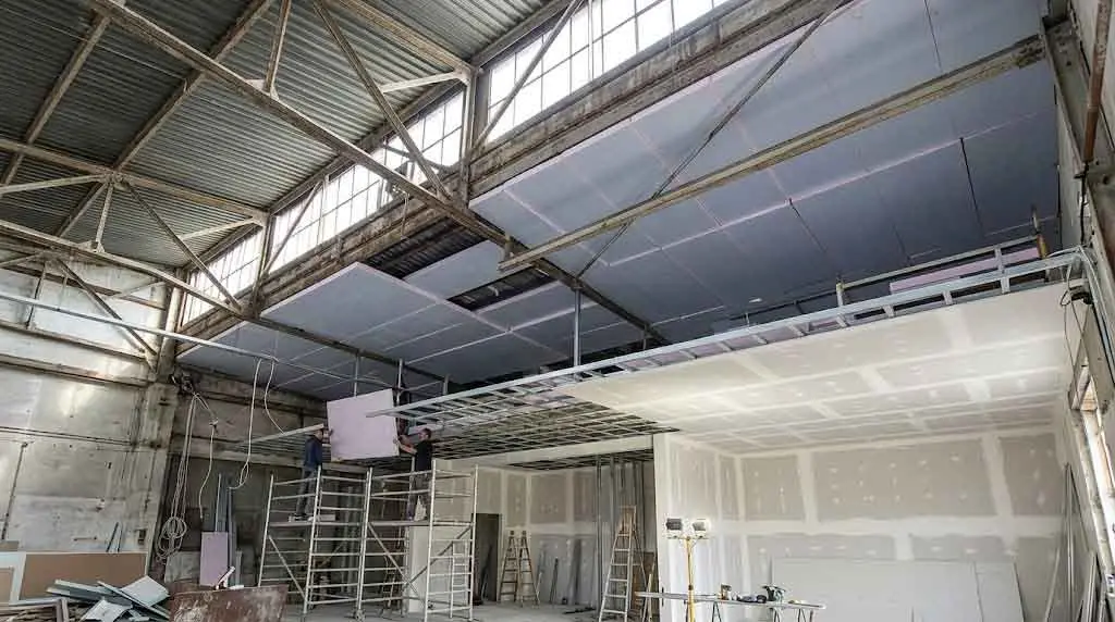 Quá trình thi công lắp đặt vật liệu cách nhiệt XPS và đóng trần thạch cao chống nóng khi sửa nhà kho. Quá trình thi công lắp đặt vật liệu cách nhiệt XPS và đóng trần thạch cao chống nóng khi sửa nhà kho.