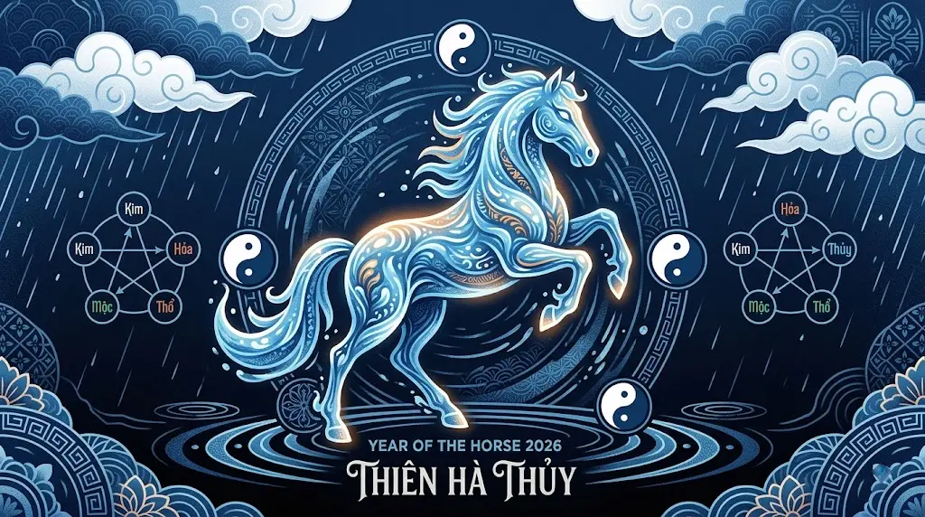 Phong thủy năm 2026 Bính Ngọ mang nạp âm Thiên Hà Thủy