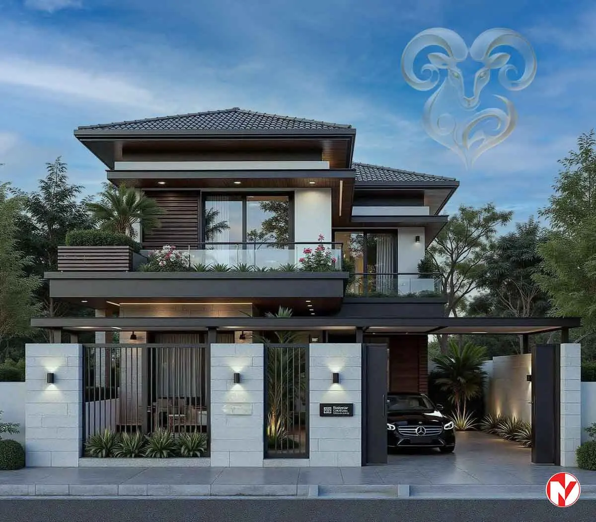 Phối cảnh mẫu biệt thự đẹp chuẩn phong thủy dành cho tuổi Tân Mùi 1991 xây nhà, mang lại tài lộc.